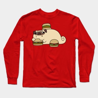 Pug Eating Burgers Long Sleeve T-Shirt